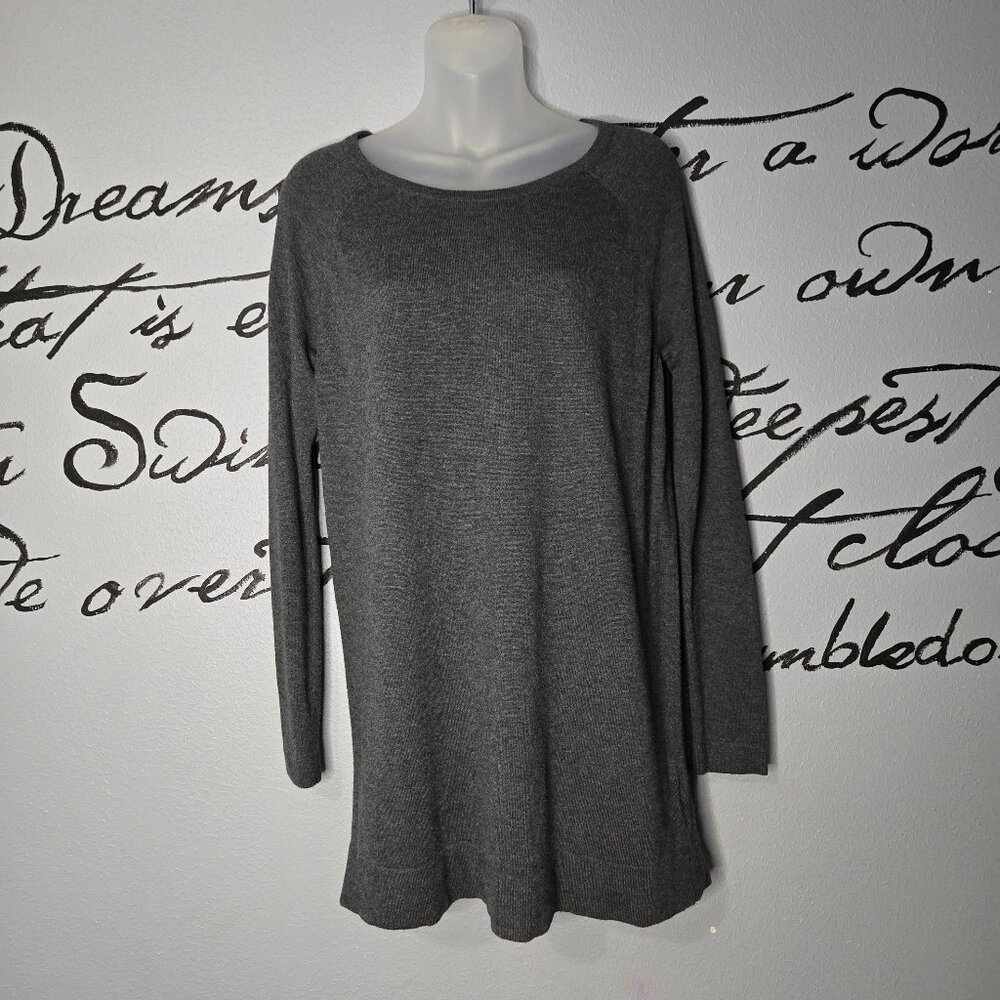 Missoni Grey Long Sleeve Knit Crew Neck Pullover Sweater Mini Dress, S